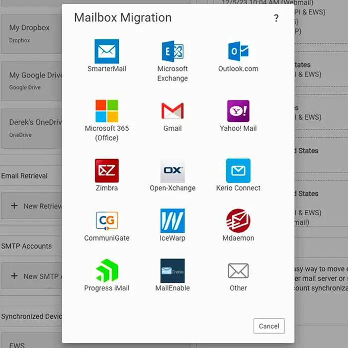 Mailbox migration tools for business email hosting