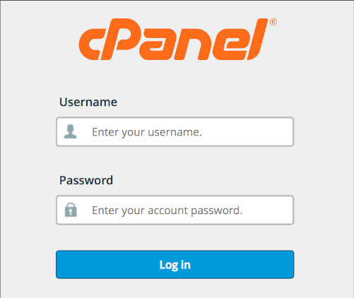 cPanel Login Screen