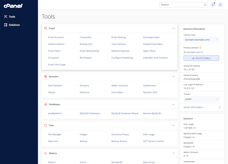 Web hosting contorl panel