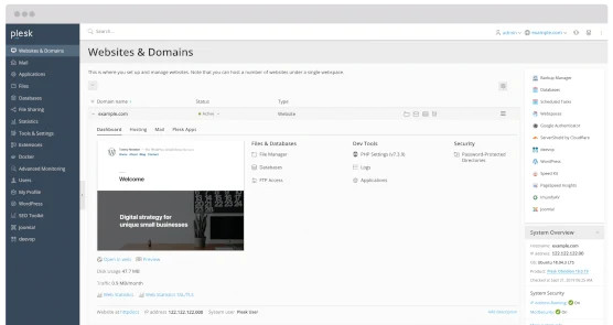 Web hosting contorl panel