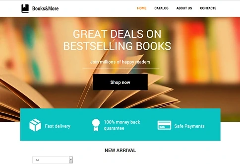 Book store website template and small business web hosting